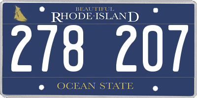 RI license plate 278207