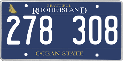 RI license plate 278308