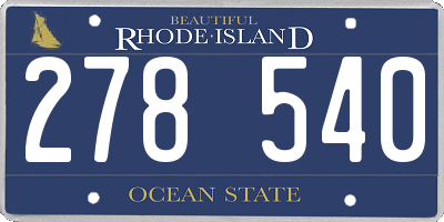 RI license plate 278540