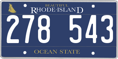 RI license plate 278543