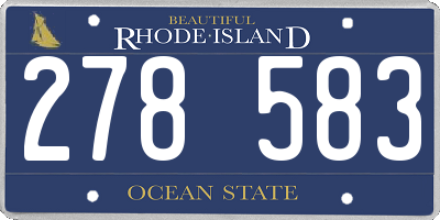 RI license plate 278583