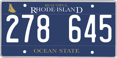 RI license plate 278645