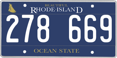RI license plate 278669