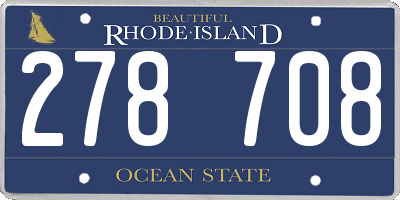 RI license plate 278708