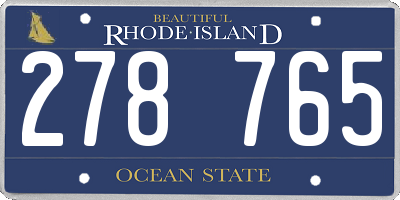 RI license plate 278765
