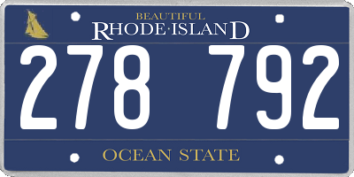 RI license plate 278792