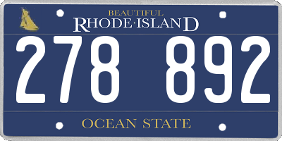 RI license plate 278892