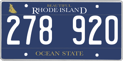 RI license plate 278920