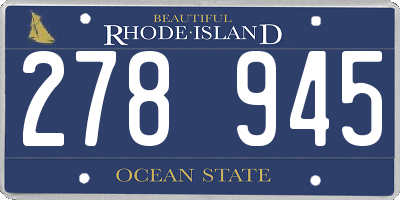 RI license plate 278945