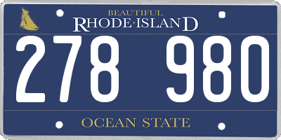 RI license plate 278980