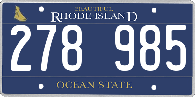 RI license plate 278985