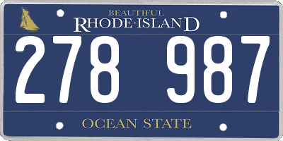 RI license plate 278987