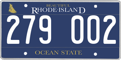 RI license plate 279002