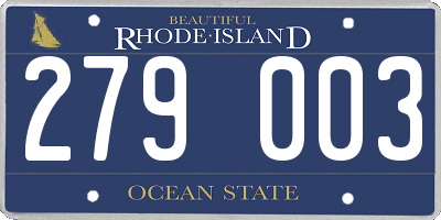 RI license plate 279003