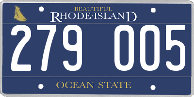RI license plate 279005