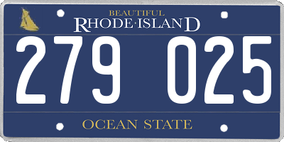 RI license plate 279025