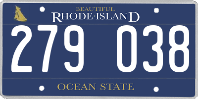 RI license plate 279038