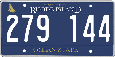 RI license plate 279144