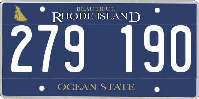 RI license plate 279190