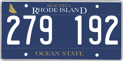 RI license plate 279192