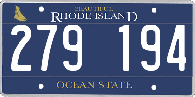 RI license plate 279194