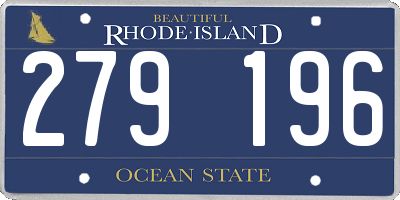 RI license plate 279196