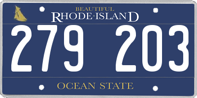 RI license plate 279203