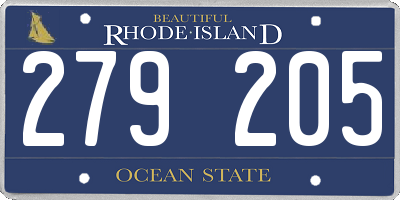 RI license plate 279205