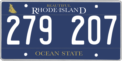 RI license plate 279207