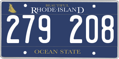 RI license plate 279208