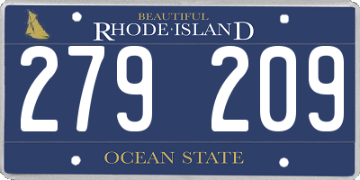 RI license plate 279209