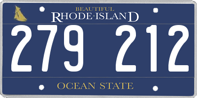 RI license plate 279212