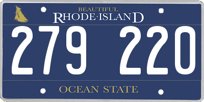 RI license plate 279220