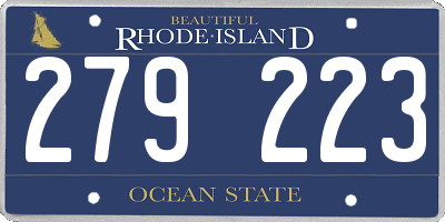 RI license plate 279223