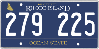 RI license plate 279225