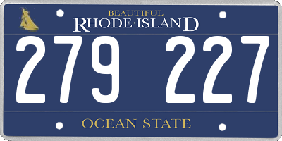 RI license plate 279227