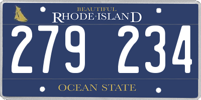 RI license plate 279234