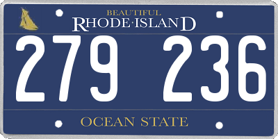 RI license plate 279236