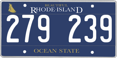 RI license plate 279239