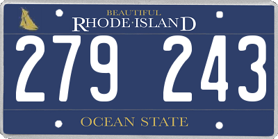 RI license plate 279243