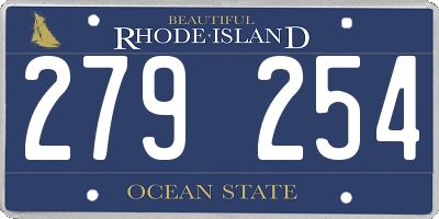 RI license plate 279254