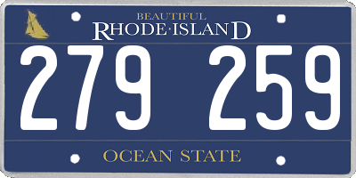 RI license plate 279259