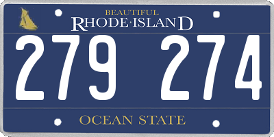RI license plate 279274