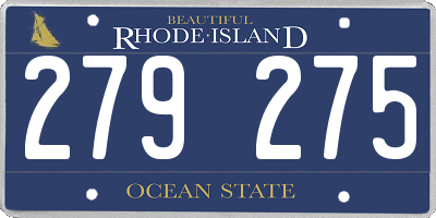 RI license plate 279275