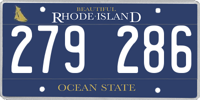 RI license plate 279286