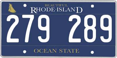RI license plate 279289