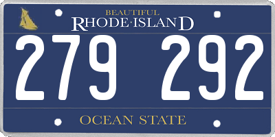 RI license plate 279292