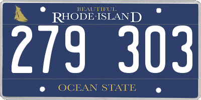 RI license plate 279303