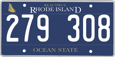 RI license plate 279308