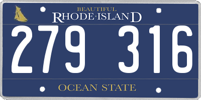 RI license plate 279316